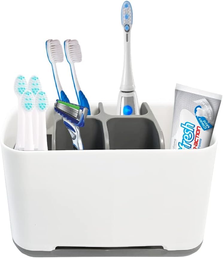 Leawall Toothbrush Holder, Toiletries Holder Stand Plastic Caddy Organizer For Tooth Paste & Tooth Brush | Toiletries Holder Sta